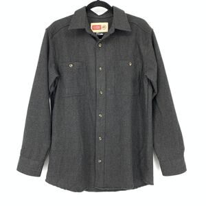 Stormy Kromer Button Front Long Sleeve Shirt Mens Sz Medium Dark Gray Wool Blend